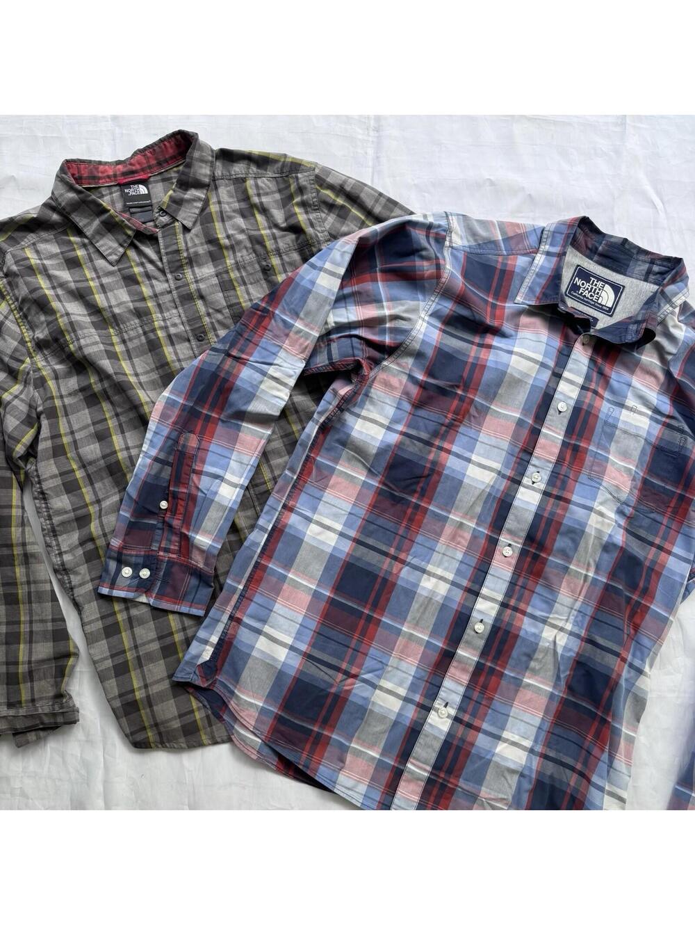 Lot 2 The North Face Mens XL Plaid Button Down Shirts Long Sleeve Outdoor Hike